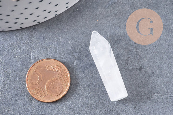 Pointe cristal de roche non percée 35.5-36.5mm, pierre brute, création bijoux,cristal, perle pierres, pierre naturelle, x1 (G6708)