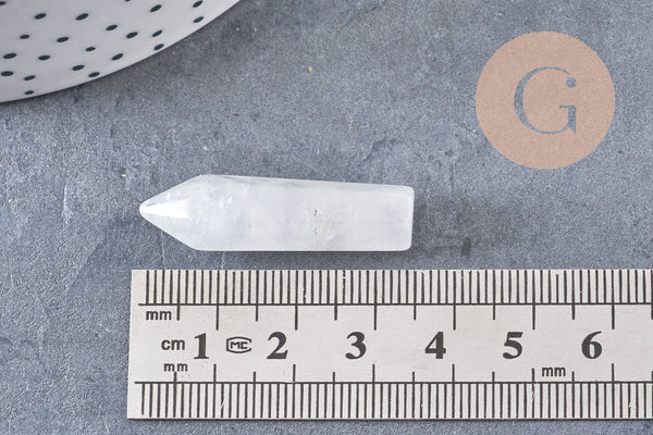 Pointe cristal de roche non percée 35.5-36.5mm, pierre brute, création bijoux,cristal, perle pierres, pierre naturelle, x1 (G6708)