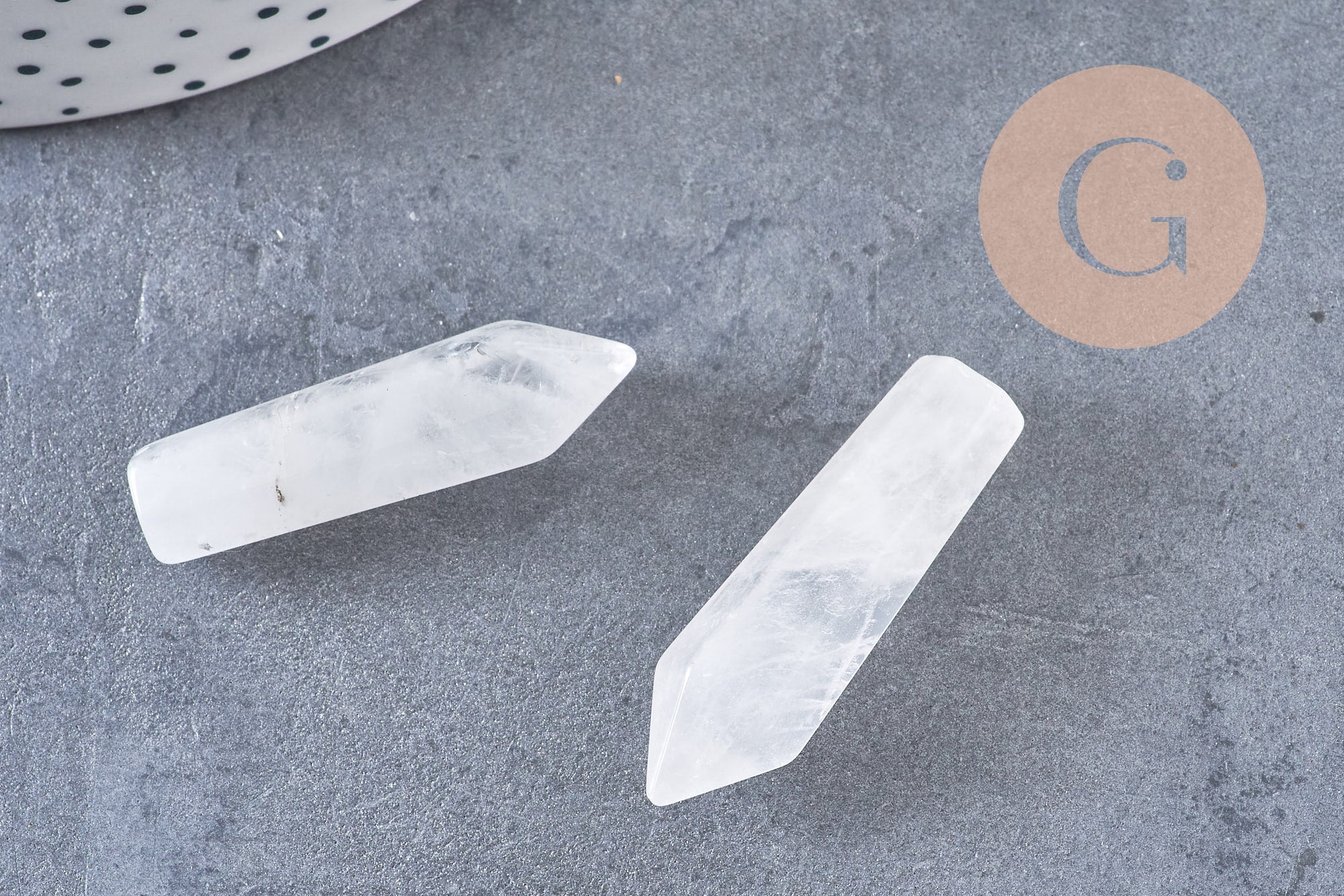 Pointe cristal de roche non percée 35.5-36.5mm, pierre brute, création bijoux,cristal, perle pierres, pierre naturelle, x1 (G6708)