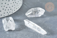 Pointe cristal de rochenaturel transparent brut non percée, x1 (G8231)