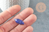 Pointe lapis lazulis naturelle non percée 18mm, pointe double, pierre naturelle polie, création bijoux lapis lithothérapie, x1 G6368