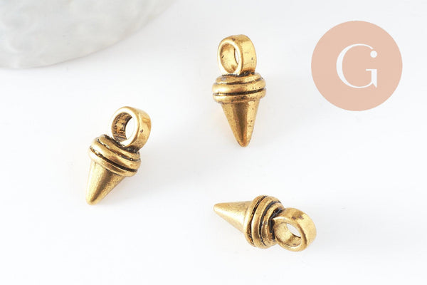 Pointes pendentif doré,rock Punk, pendentif doré, Pendentif rock, création boucles,18mm, x10 (G1577)