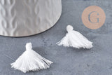 Pompon blanc coton 25-31mm, x5 (G1790)