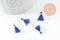 Pompon bleu roi polyestère support fer doré 10-15mm, x10 G9716