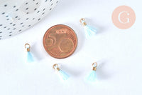 Pompon cyan clair polyecoton support doré,décoration pompon,fabrication bijoux bohème,10-15mm G6861