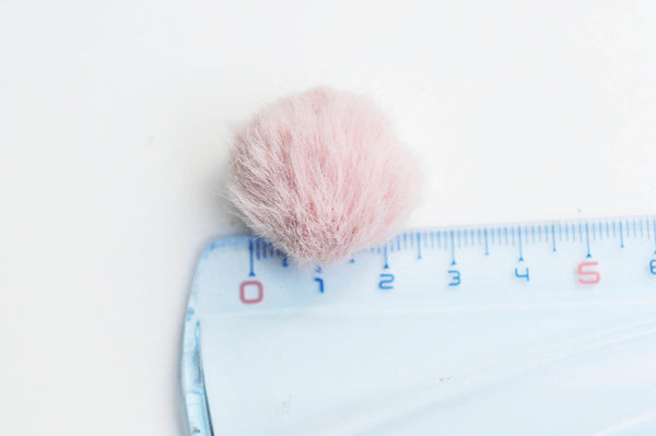 Pompon fourrure rose support doré 21mm,décoration pompon imitation fourrure x2 G4496