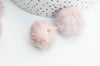Pompon fourrure rose support doré 21mm,décoration pompon imitation fourrure x2 G4496