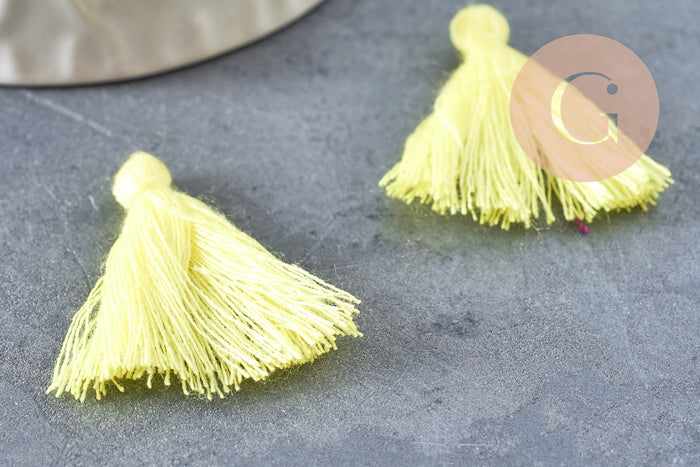 Pompon jaune coton 25-31mm, x5 (G2764)
