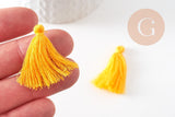 Pompon jaune safranfil de coton 28mm,décoration pompon pour création de bijoux, x5 G0099