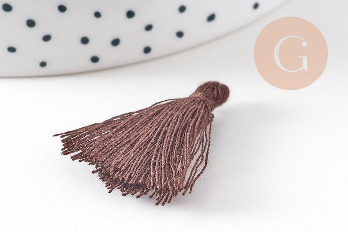 Pompon marron coton 25-31mm, x5 (G5074)