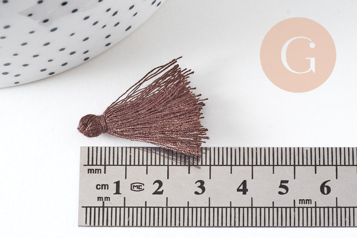 Pompon marron coton 25-31mm, x5 (G5074)