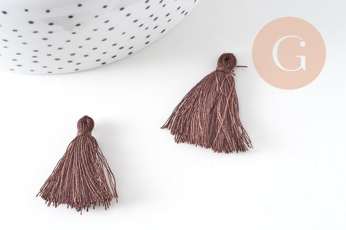 Pompon marron coton 25-31mm, x5 (G5074)