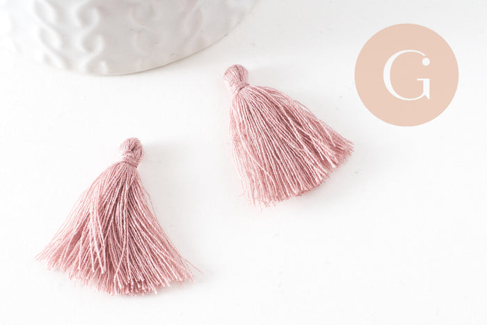 Pompon rose clair polycoton 25-31mm, x5 G2769