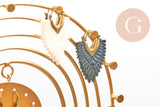 Présentoir à bijoux boucles d'oreilles Arc en ciel laiton doré marbre 27.5cm, x1 (G10248)