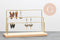 Présentoir à bijoux boucles d'oreilles laiton doré socle bois 34cm, x1 (G10249)
