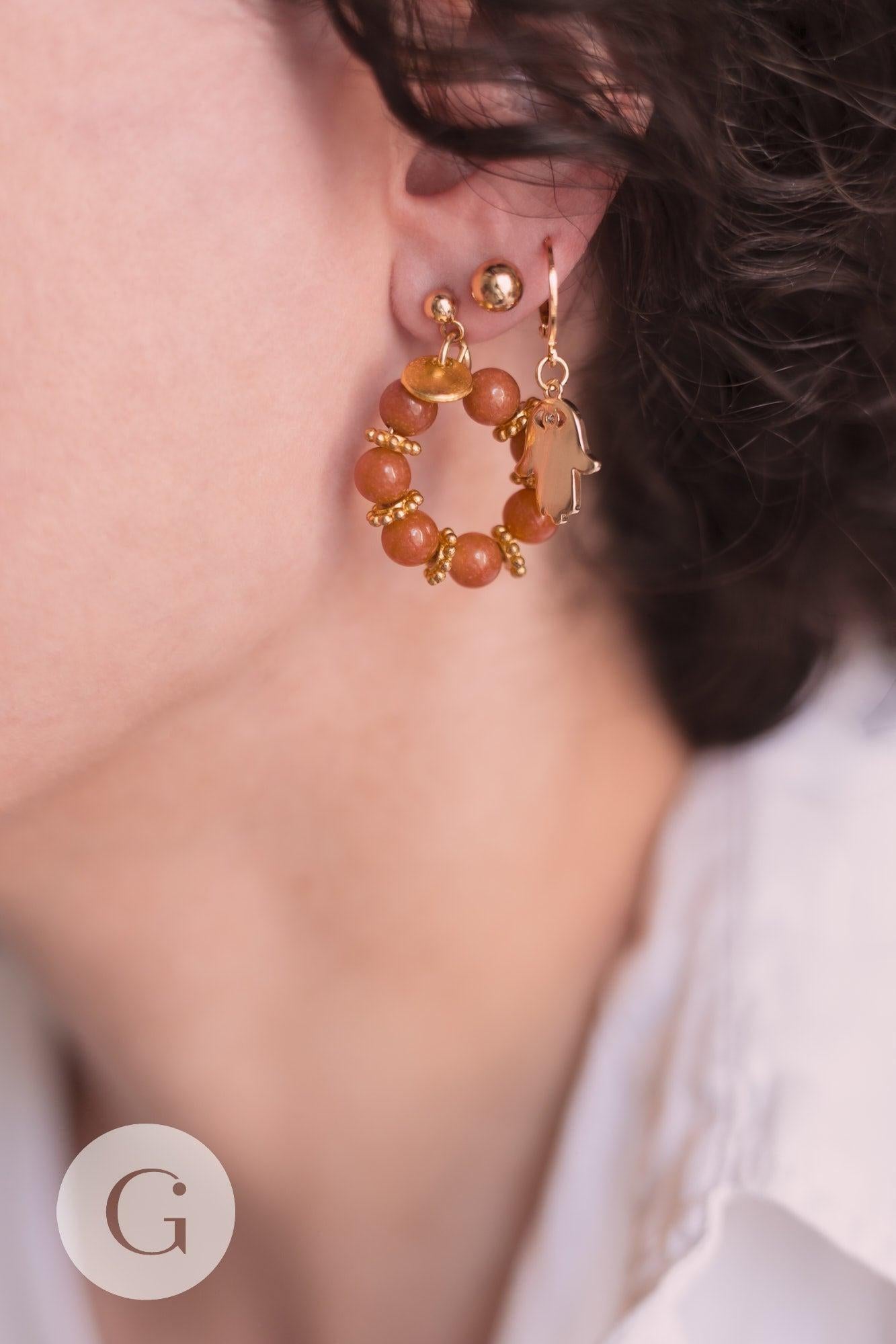 Puces d'oreilles avec boules en acier 304 inoxydable 17x6mm, tige 0.8mm, la paire (G4919)