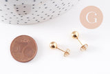 Puces d'oreilles avec boules en acier 304 inoxydable 17x6mm, tige 0.8mm, la paire (G4919)