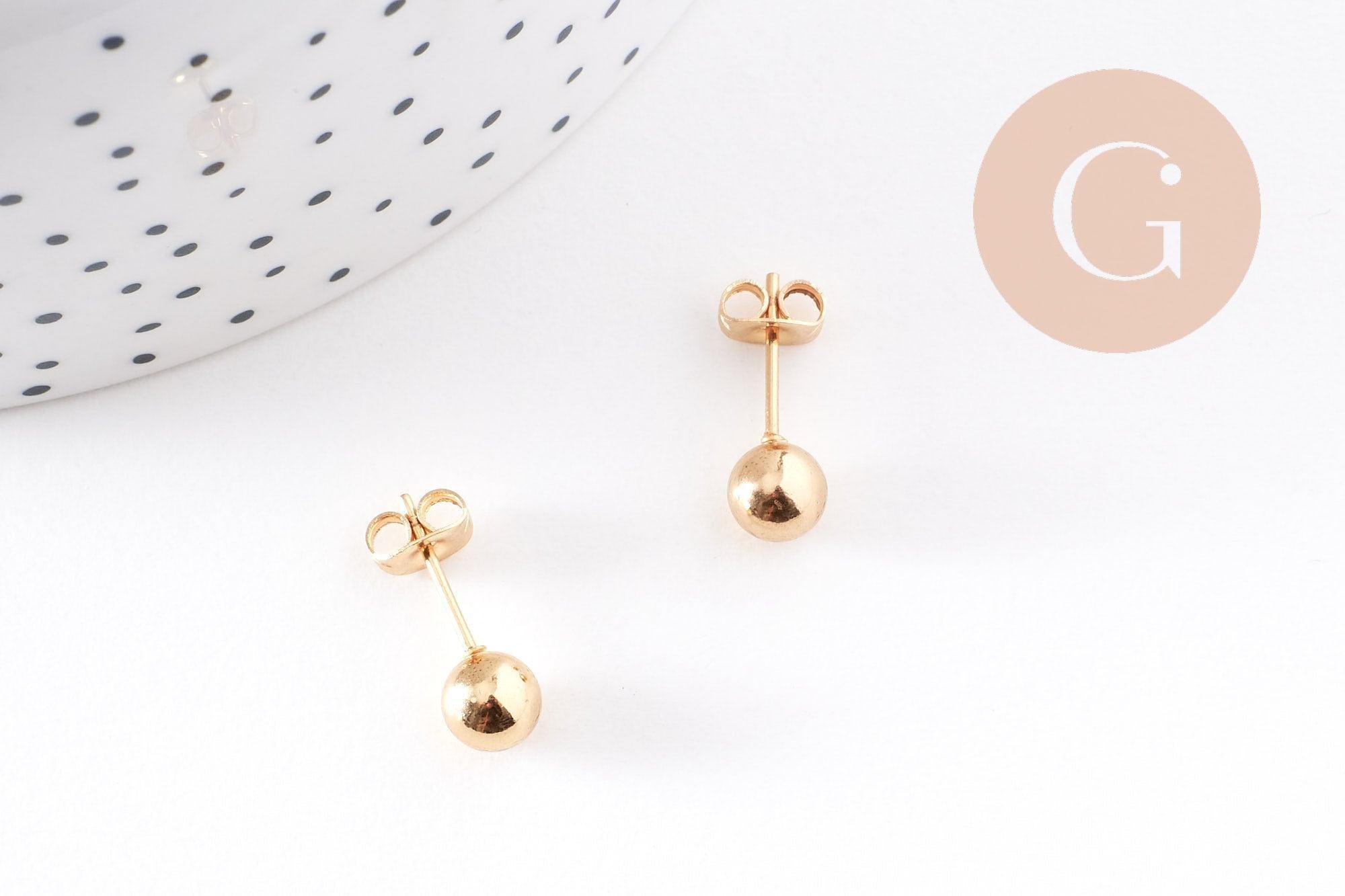 Puces d'oreilles avec boules en acier 304 inoxydable 17x6mm, tige 0.8mm, la paire (G4919)