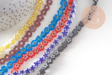 Perles fleurs verre millefiori artisanal 6.5-9mm, x1 fil de 40cm (G10493)