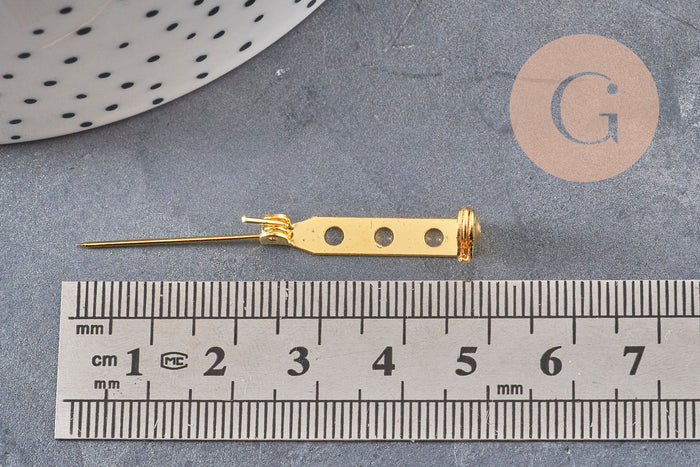 Support de broche en fer doré 27mm, x10 (G5845)