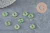 Green glass and gold leaf donut pendant, a round glass pendant for your jewelry creations, 15x3mm, x 10, G3300