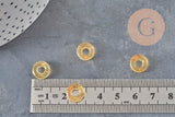 Yellow glass and gold leaf donut pendant, a round glass pendant for your jewelry creations, 15x3mm, x 10 (3.5g) G3505