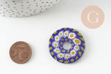 Pendentif donut millefiori murano multicolore 29-39mm x1 (G1451)-Breloques et pendentifs-Gingerlily Perles