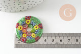 Pendentif donut millefiori murano multicolore 29-39mm x1 (G1451)-Breloques et pendentifs-Gingerlily Perles