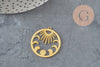 Pendentif rond lune et soleil acier 304 inoxydable doré 30mm, x1 (G6165)-Breloques et pendentifs-Gingerlily Perles