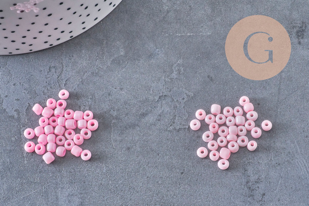 Cuentas grandes de cristal rosa nacarado 4mm, x10g (G5474)
