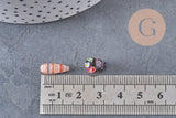 Millefiori glass drop beads 10-17mm, handmade glass beads for jewelry making, x5 (G1943)