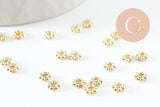 Rondelles fleurs intercalaires zamac doré 4mm, x20 (G9544)