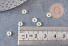 Rondelles fleurs laiton argenté, perles argentés, création bijoux, perles intercalaires, 5mm, x10 (G0946)