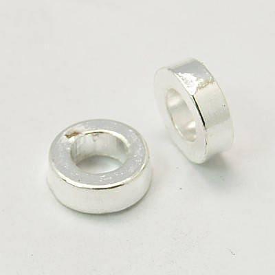Rondelles tube argenté, perles argentées, perles intercalaires,perle argent,6mm, x50 (G0182)