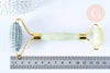 Rouleau de massage jade naturelle support or doré 14,3mm,outil auto-massage, x1 G7238
