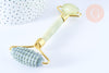 Rouleau de massage jade naturelle support or doré 14,3mm,outil auto-massage, x1 G7238