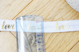 Ruban élastique blanc or LOVE EFJF,bracelet EVJF,ruban mariage, scrapbooking,16mm, x1 ou x5 ou x10 mètres (G4001)