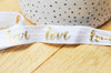 Ruban élastique blanc or LOVE EFJF,bracelet EVJF,ruban mariage, scrapbooking,16mm, x1 ou x5 ou x10 mètres (G4001)