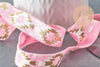 Ruban élastique motif Aztèque rose or EFJF 16mm, x1 m (G8237)