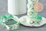 EP-Ruban élastique motif Aztèque vert or EFJF, fabrication bijoux,bracelet EVJF,ruban mariage,scrapbooking,16mm,1 mètre-G1850