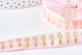 EP- Ruban élastique rose doré ananas EFJF 16mm,1/5/10 Mètres G8307