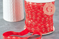 Ruban élastique rouge ancre or EFJF 16mm,1 mètre-G2162