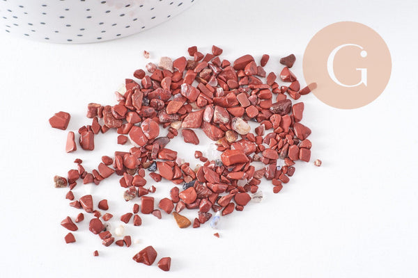 Sable chips pierre jaspe rouge naturel 2~12mm non percé, x20gr (G3502)