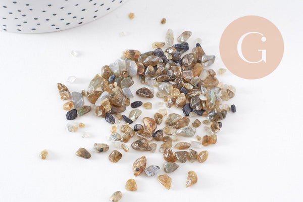 Sable chips pierre labradorite naturelle 2-12mm non percé, x20gr (G3397)