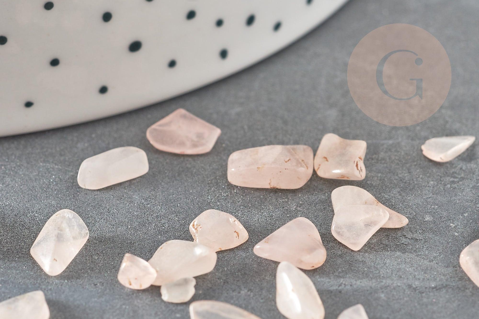 Sable chips pierre quartz rose naturel 5-10.5mm non percé, x20gr (G0241)