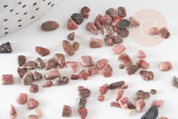 Sable chips pierre rhodonite naturelle 2-8mm non percé, x20gr x50gr (G2811)