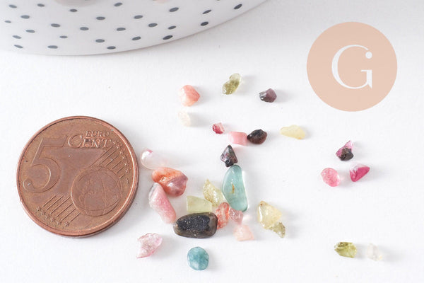 Sable chips pierre tourmaline naturelle multicolore 3-9mm non percé, x20gr (G1764)