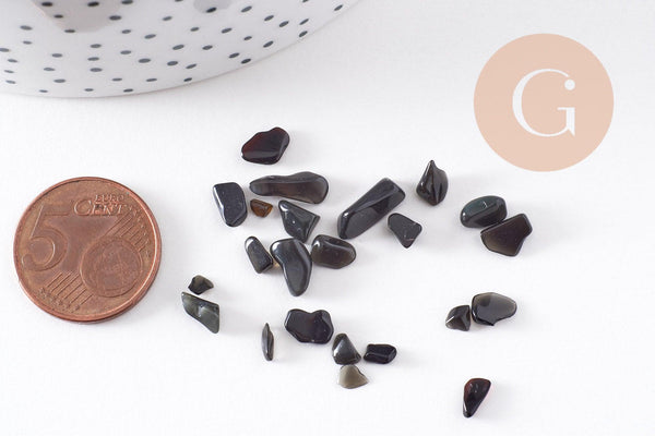 Sable chips pierres naturelle noire 3~5mm non percé, x20gr (G0227)