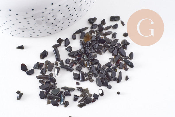 Sable chips pierres naturelle noire 3~5mm non percé, x20gr (G0227)