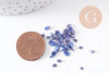 Sable chips verre bleu métal 1.5~2mm non percé, x10gr (G0875)